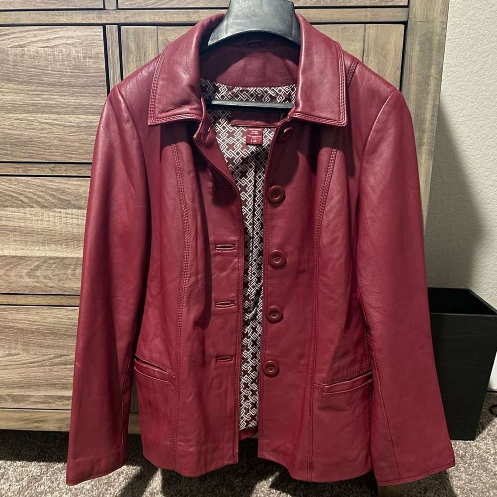 Red leather jacket